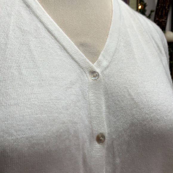 Carolyn Taylor Women Ivory Cardigan M - Picture 3 of 9